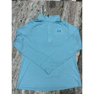 Womens Loose Fit 1/4 Zip Under Armour Pullover In Turquoise. Size Large